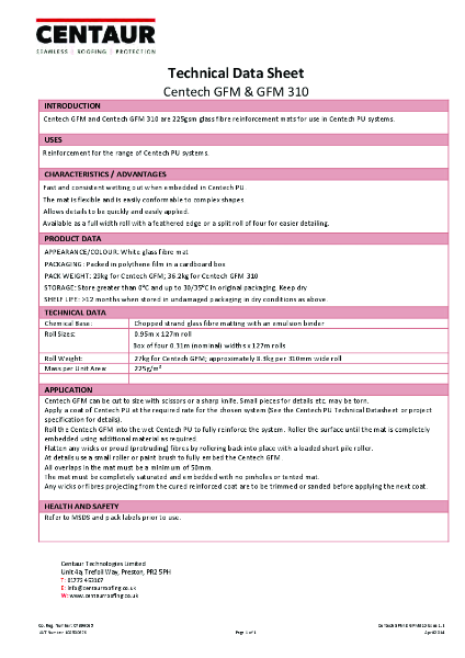 Centech GFM-GFM310 TDS
