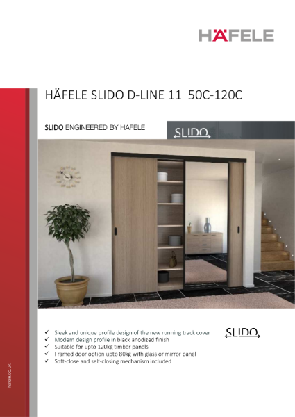 Häfele Slido D-Line 11 50C - 120C Sliding System