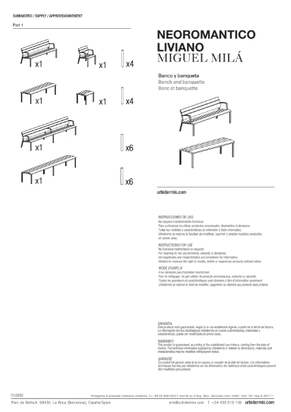 NeoRomatico Liviano Bench/ Banquette Installation Manual