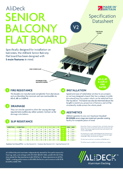 AliDeck Aluminium Decking Senior Flat Board Datasheet