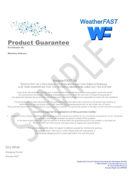 WeatherFAST Sample Warranty