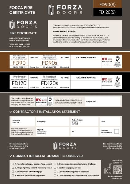 The Forza FD90/FD120 Fire Certificate