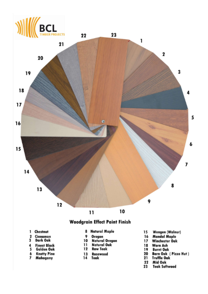 Aluminium Timber Effect - Colour Options