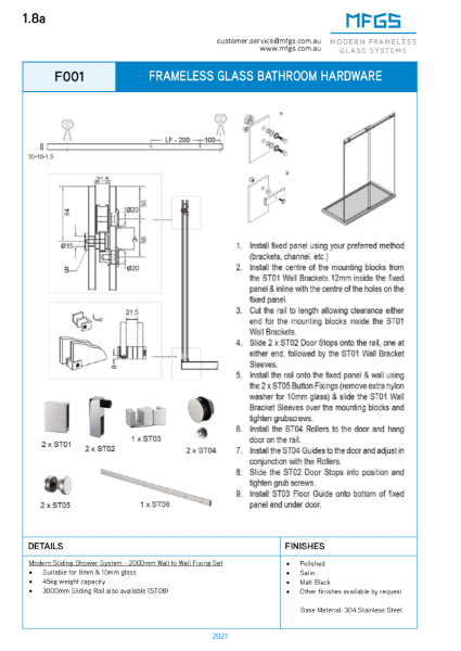 Modern Sliding Shower Screen System