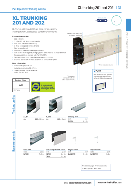 XL202 PVC-U Trunking Product Data Sheet