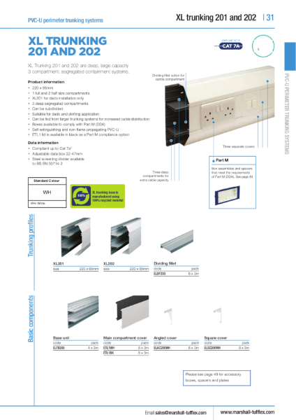 XL201 PVC-U Trunking Product Data Sheet