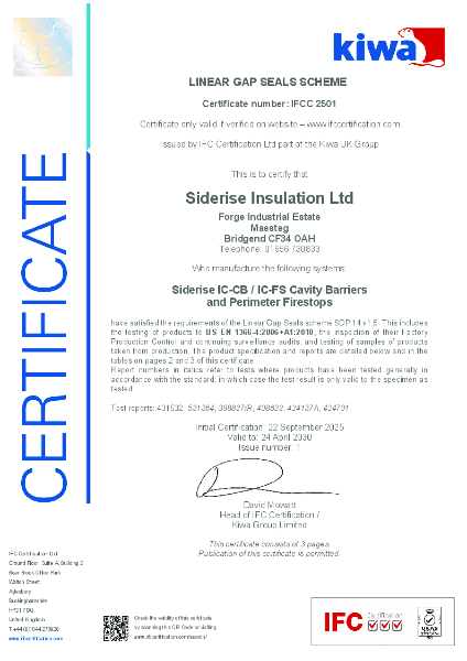 Siderise  IC-FS IFCC 2501 Certificate