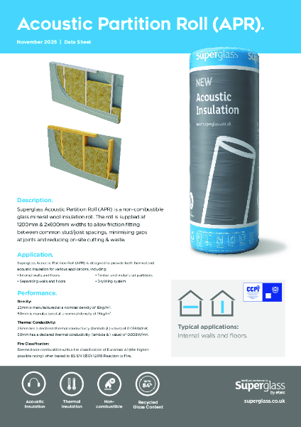 Superglass Acoustic Partition Roll (APR) - Datasheet