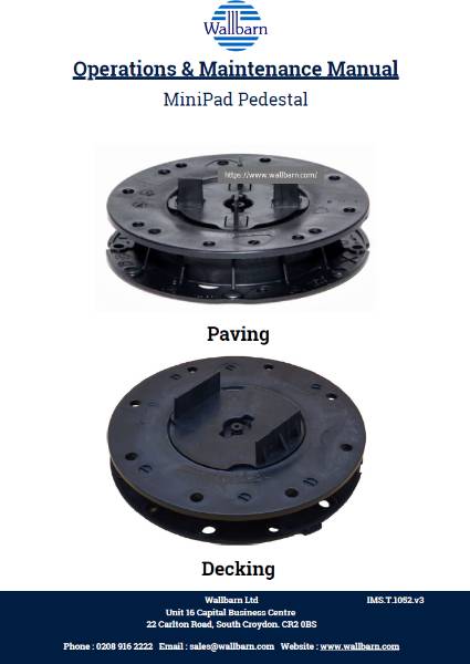 O & M Manual - MiniPad Adjustable Pedestals