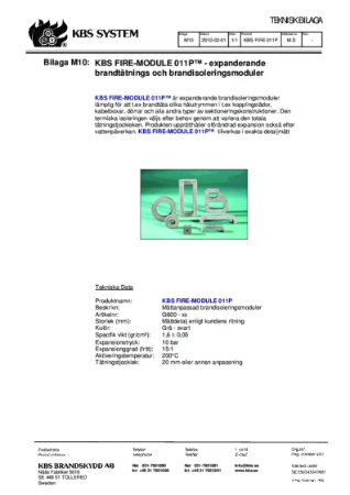 Brandtätningsmoduler Tekniskt Datablad