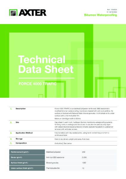 Force 4000 Trafic Technical Data Sheet