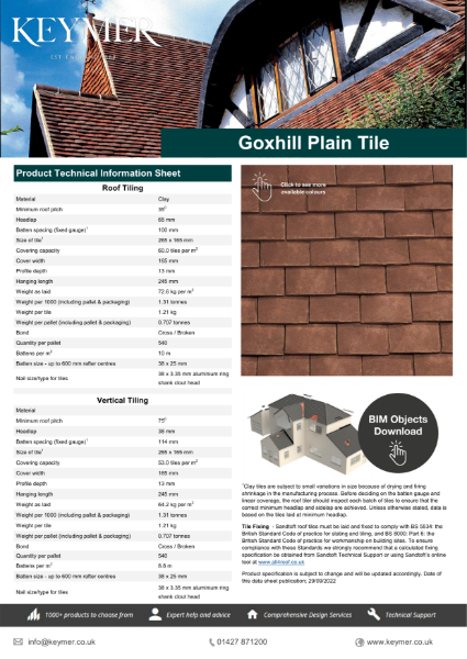 Goxhill Clay Plain Roof Tile Datasheet