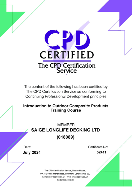 CPD  Certification Service - Introduction to Outdoor Composite Products Training Course