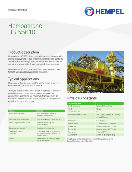 Hempathane HS 55610 Product Information Sheet