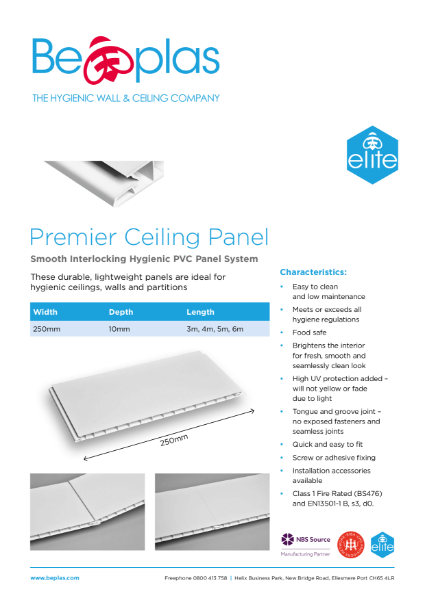 Premier Ceiling Plank Product Leaflet