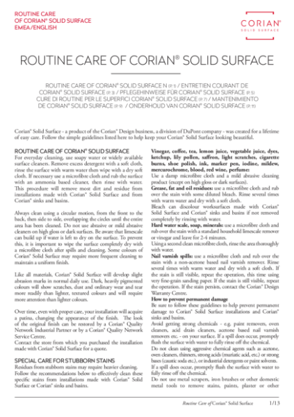Corian® Use & Care Guidelines