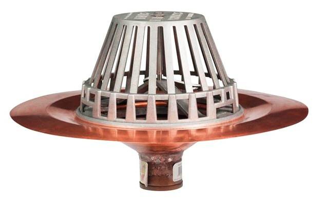 CLAMP-TITE SPUN COPPER DRAIN - NO HUB - roof drain