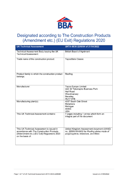 UK Technical Assessment