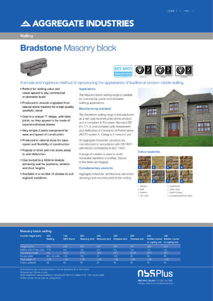 Bradstone Masonry Walling Block