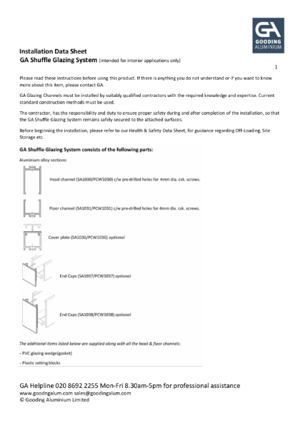 GA Shuffle Glazing Channels Installation