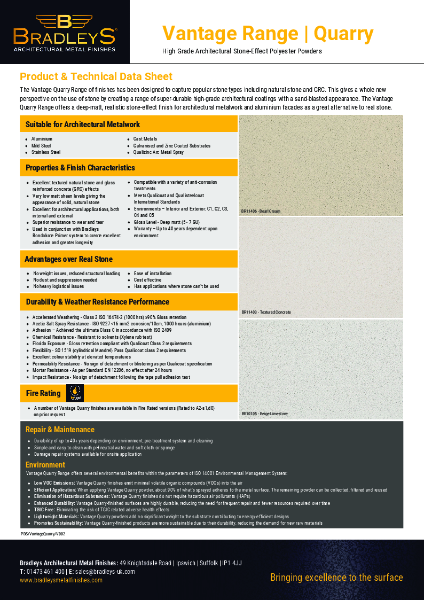 Vantage Range Quarry - Product & Technical Data Sheet