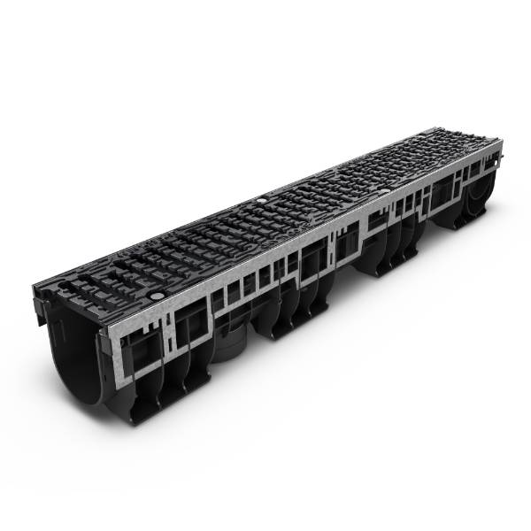 PRO 100P Channel drain with cast iron grating, D400 - Drainage Channels with Grating