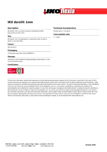 Technical Data Sheet (TDS) - IKO Dorsilit