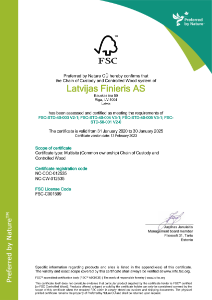 FSC certificate