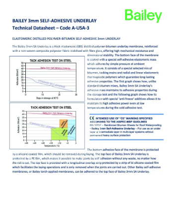 A-USA-3 - Bailey Self-Adhesive 3mm Underlay  Technical Datasheet