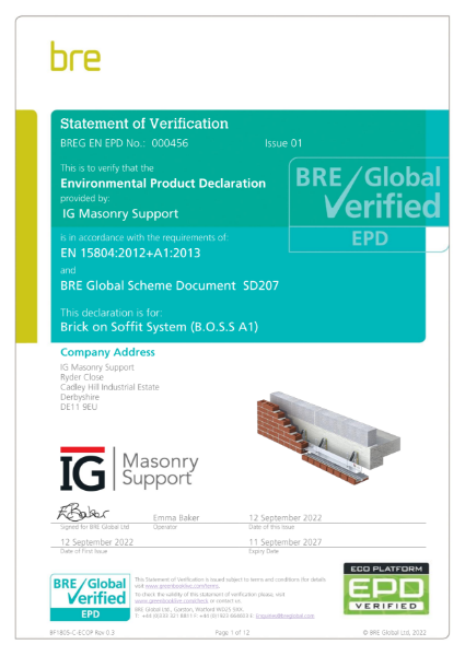 Environmental Product Declaration - Brick on Soffit System (B.O.S.S A1)