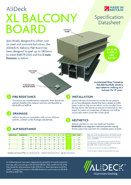 AliDeck XL Decking Board Data Sheet