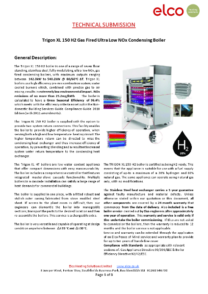 Technical Submission - Trigon XL 150 H2 - Datasheet
