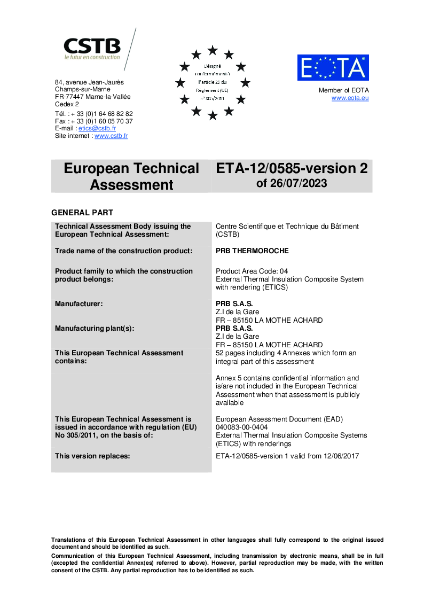 PRB Thermoroche Mineral Wool ETA