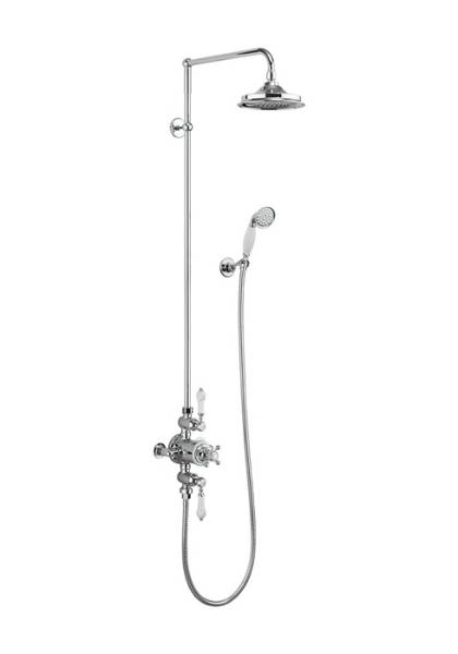 Avon Thermostatic Exposed Shower Valve Dual Outlet, Rigid Riser, Swivel Shower Arm, Handset & Holder with Hose with 9" Rose