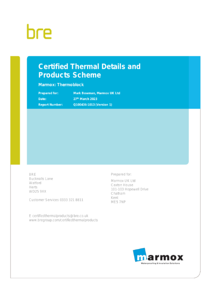 BRE Thermal Details and calculations for Thermoblock