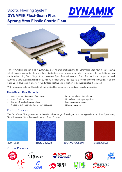 Flexi-Beam Plus Area Elastic Sprung Sports Floor