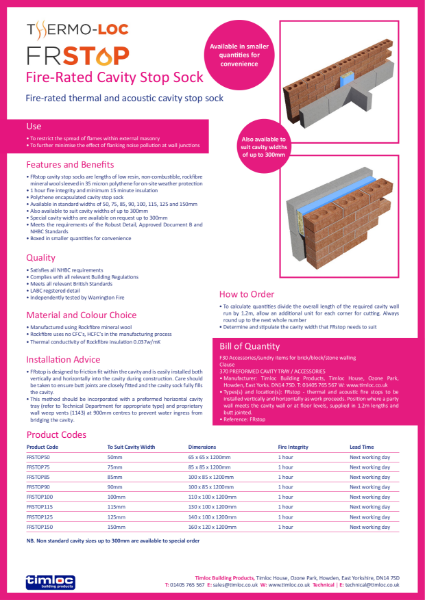 Thermo-loc FRstop for Masonry