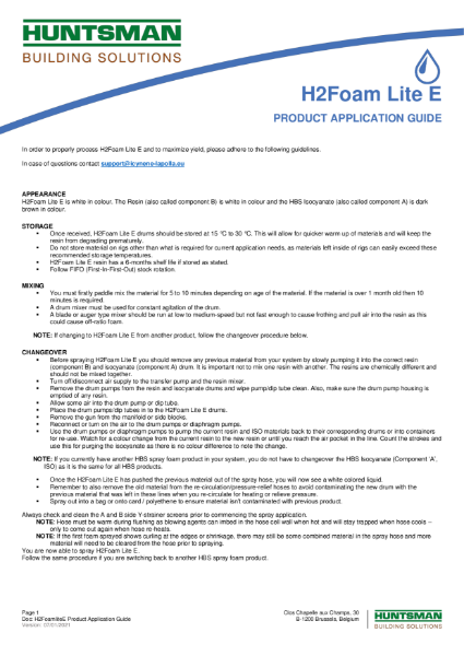 H2Foam Lite E - Application Guide