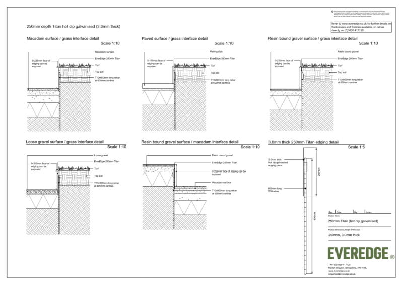 EverEdge Titan 250mm 3.0mm Thick Hot Dip Galvanised Edging CAD