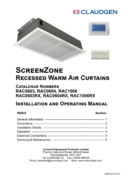 RX recessed air curtain user instructions