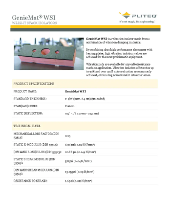 PLITEQ - GENIEMAT FIT-WSI - Technical Data Sheet
