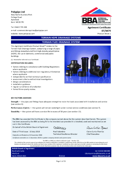 BBA Agrément Certificate