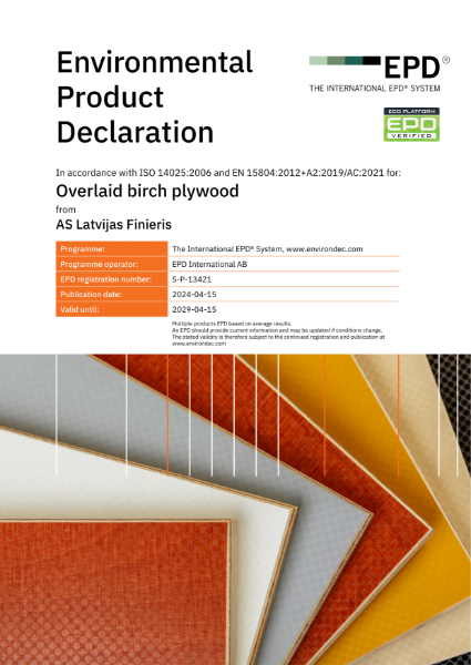 Environmental Product Declaration (EPD) Riga Wood overlaid birch ...