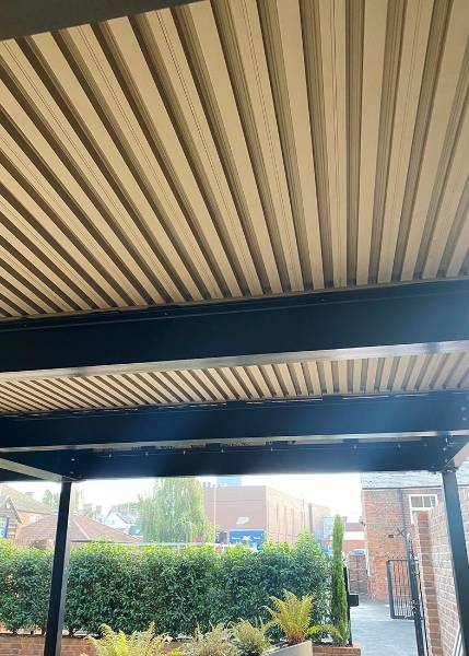 AliDeck aluminium decking used on elevated steel-framed balconies on houses in Taunton, Somerset