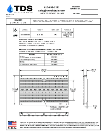 Trench•Era Transverse Slotted Ductile Iron Grate 14.66" - DG1275