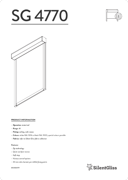 Silent Gliss SG 4770 Dim-out Blind Technical Catalogue