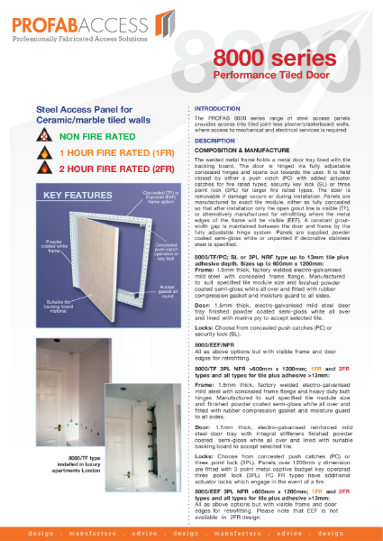 Profab VISION 8000 Series Riser Door for Tiled Walls