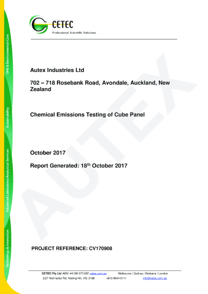 Volatile Organic Compound Test Certificate