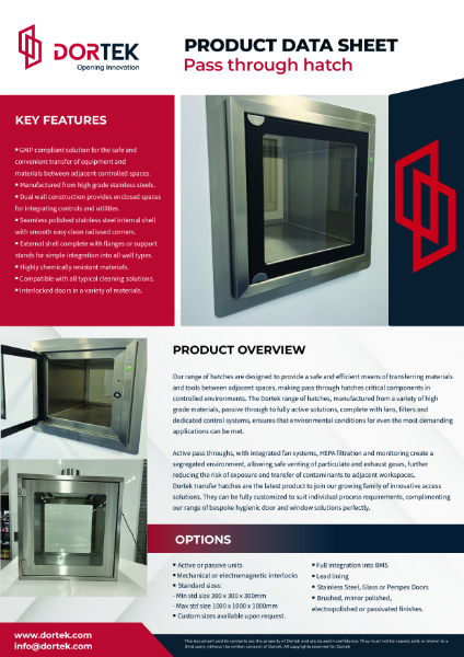Dortek - Standard Pass Through Hatch