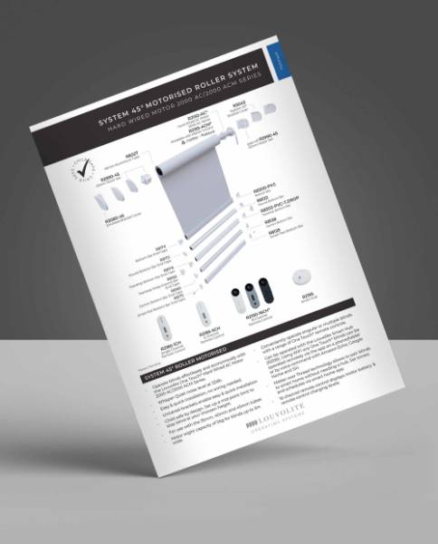 Roller System 45® Hard Wired 2000 AC Motorised Technical Specification